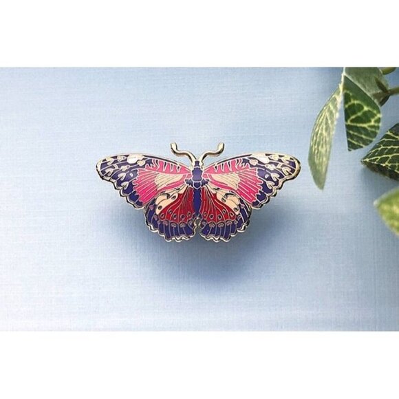 Red Lacewing Butterfly Enamel Pin - Gold Plated Nature Jewelry & Brooch - Picture 5 of 10